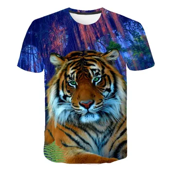 3D Spausdinimo Kitų Gyvūnų marškinėliai Vyrams Tigras 3d T-shirt Punk Print t Marškiniai Plius Dydis-trumpomis Rankovėmis Vyrams 