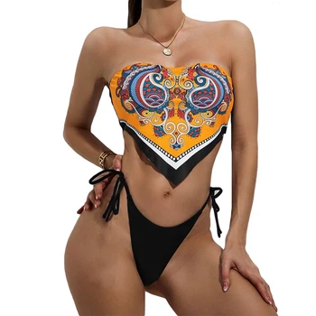 Naujai Paisley Modelio Spausdinimo Kutas Dizaino Nosinė Bikini Nustatyti Moterų maudymosi kostiumėlį 19ing 3