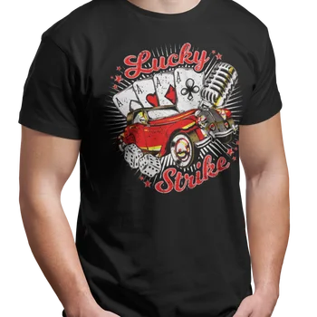 Lucky Strike Rockabilly Garažas - Black Unisex Marškinėliai - Retro Įdomus Kičas Co