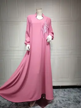 Kaftan Turkija, arabų Suknelė Aplikacijos Maroko Dubajus Abaja Moterų Musulmonų Ilgos Suknelės Atsitiktinis Moteris jalaba baya Mujer Musulmana 5