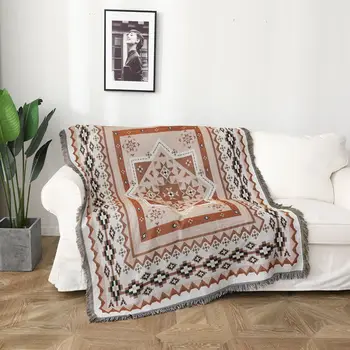 Retro Marokas Sriegis Antklodė Kaime Geometrijos Sofa Cobertor Kabinti Siuvinėjimas Medvilnės Megzti Sofos Antklodė