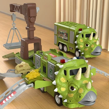 Dinozaurų Konteinerių Vežimo Automobilių Žaislas su Šviesos Muzika 