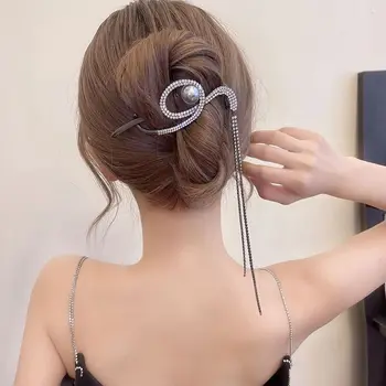 Korėjos Stiliaus Kietas Barrettes Elegantiškas Mados Perlų Lydinio Plaukų Aksesuaras Apdangalai, Moterų Plaukų Įrašą Šukuosena