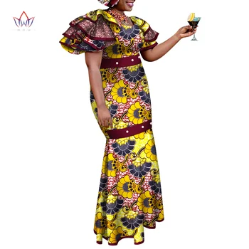 BintaRealWax Afrikos Moterų Suknelės, Perlų Afrikos Medvilnės FabricDress Boho Stiliaus Ilgas Šalis Suknelės Vestidos WY9718