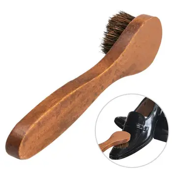 Vienas Gabalas Unisex Suaugusiųjų Arklių Plaukų, Batų Brush Tool Blizgesį Lenkijos Poliravimo Rudas Medinis Šepetys Batų Priežiūros 4