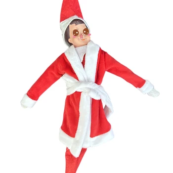 1PC Mini Kalėdų Lentynoje Elf Lėlės Rūbų, Pižamą Skraiste Elf Drabužius Lėlių Kalėdų Kostiumas 4