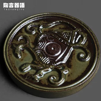Senovinių keramikos puodą pagalvėlė medienos degimo gaisro ženklai glazūra, atleidimas dievo žvėris totem temą modelis kung fu arbatos ceremonija arbatinukas bazės 2