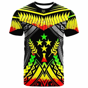 Pohnpei Polinezijos Kultūros Genčių Sala Retro Tatuiruotė 3d Spausdinimo Vyrų Ir Moterų Vasaros Streetwear trumparankoviai marškinėliai 2