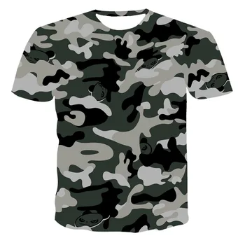 Kamufliažas Taktinis trumpomis Rankovėmis vyriški Quick Dry Kovoti su T-Shirt Karinės Armijos vaiko Marškinėliai Camo Lauko Žygiai, Medžioklės Marškinėliai 0