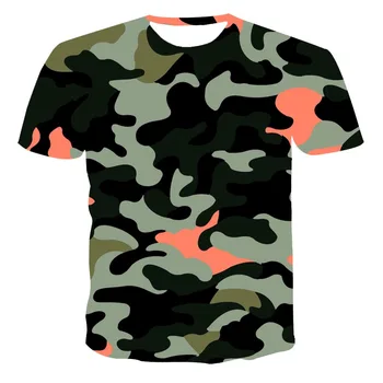 Kamufliažas Taktinis trumpomis Rankovėmis vyriški Quick Dry Kovoti su T-Shirt Karinės Armijos vaiko Marškinėliai Camo Lauko Žygiai, Medžioklės Marškinėliai 2