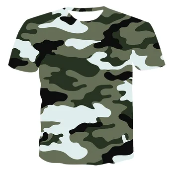 Kamufliažas Taktinis trumpomis Rankovėmis vyriški Quick Dry Kovoti su T-Shirt Karinės Armijos vaiko Marškinėliai Camo Lauko Žygiai, Medžioklės Marškinėliai 3