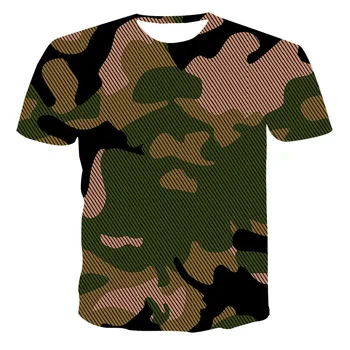 Kamufliažas Taktinis trumpomis Rankovėmis vyriški Quick Dry Kovoti su T-Shirt Karinės Armijos vaiko Marškinėliai Camo Lauko Žygiai, Medžioklės Marškinėliai 4