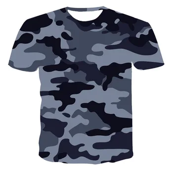 Kamufliažas Taktinis trumpomis Rankovėmis vyriški Quick Dry Kovoti su T-Shirt Karinės Armijos vaiko Marškinėliai Camo Lauko Žygiai, Medžioklės Marškinėliai 5