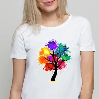 grafinis tees vasaros viršūnes harajuku marškinėlius gėlių meilė, print t-shirt goth vintage marškinėliai moterims medžio moteris estetinės drabužius femme 3