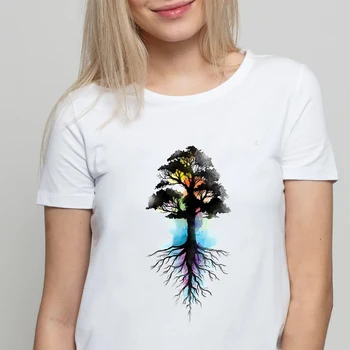 grafinis tees vasaros viršūnes harajuku marškinėlius gėlių meilė, print t-shirt goth vintage marškinėliai moterims medžio moteris estetinės drabužius femme 4
