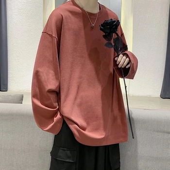2022 Negabaritinių Hoodie Vyrai Moterys Harajuku Korėjos Stiliaus Ilgomis Rankovėmis Megztinis Vientisų Spalvų