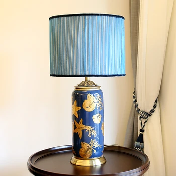 Energijos Taupymo būsena-Klasikinė kambarį keramikos stalo lempa viešbutis apdailos miegamojo staliukas light blue classic meno stalinės lempos 0