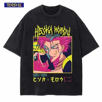 Negabaritinių Streetwear Anime Modelį, Print T-shirt 2023 Vasaros Japonija Unisex Gatvės Mados Marškinėlius Hip-Hop Vyrai Moterys Medvilnės Marškinėliai