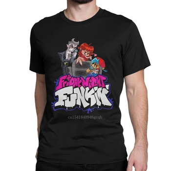 Penktadienio Naktį Funkin Mūšis Rap Žaidimas Marškinėliai vyriški Medvilniniai Kūrybos T-Shirts O Kaklo Streetwear Anime Tees Viršūnes Originalas