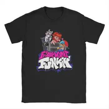 Penktadienio Naktį Funkin Mūšis Rap Žaidimas Marškinėliai vyriški Medvilniniai Kūrybos T-Shirts O Kaklo Streetwear Anime Tees Viršūnes Originalas 1