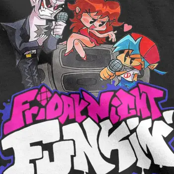 Penktadienio Naktį Funkin Mūšis Rap Žaidimas Marškinėliai vyriški Medvilniniai Kūrybos T-Shirts O Kaklo Streetwear Anime Tees Viršūnes Originalas 4