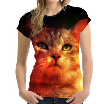 2023 Mada Moterims T Shirts 3D Katė Spausdinti Viršūnės Vasarą Famale T-Shirts Gyvūnų Harajuku Tees 2