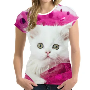 2023 Mada Moterims T Shirts 3D Katė Spausdinti Viršūnės Vasarą Famale T-Shirts Gyvūnų Harajuku Tees 3