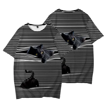 Mados T-shirt Mens 3D Atspausdintas Gyvūnų Cute Kačių Trumpas Rankovės Crewneck Tees Naujas Cool Vasaros Viršūnes Tees Atsitiktinis Harajuku Streetwear