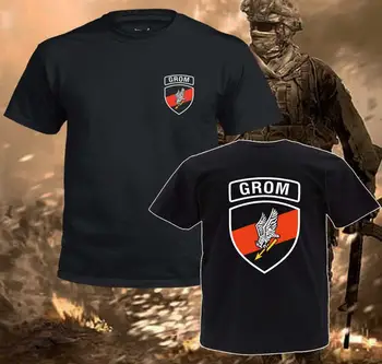 Nauji vyriški Marškinėliai Įkvėpė Grom lenkijos Specialiųjų Pajėgų Grupės Black Dizaino Marškinėliai Tee Marškinėliai