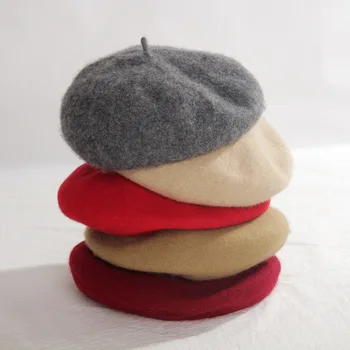 Beretė moterų rudenį ir žiemą, vilnoniai audiniai madingas, šiltas išlaikyti bud skrybėlę korėjos versija retro paprasta dailininko skrybėlę