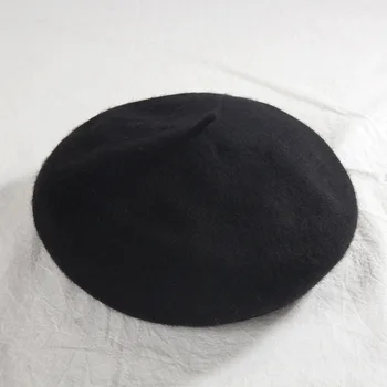Beretė moterų rudenį ir žiemą, vilnoniai audiniai madingas, šiltas išlaikyti bud skrybėlę korėjos versija retro paprasta dailininko skrybėlę 1