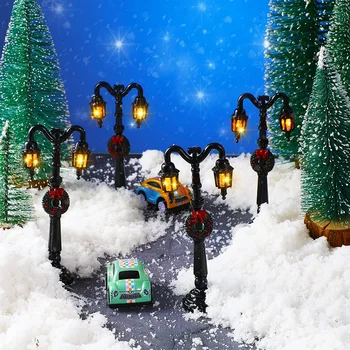 4Pcs Mini Kalėdų Lempos Po Kaimą Pasakų Lempos Traukinio Miniatiūrinių Žibintų Gatvės Lempų, skirtų Lėlių Kaime Priedai 3