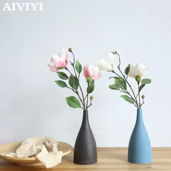 Užsienio prekybos puikus produktas dirbtinių gėlių 2 galvos magnolija Šilko gėlių vestuvių gėlių kompozicijų 
