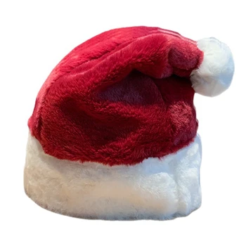 Mados Pliušinis Kalėdų Skrybėlę Beanie Skrybėlių Santa Hat Klasikinis Raudona Balta Žiema Kalėdų Skrybėlę Lauko Sporto Šaltu Oru