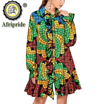 Afrikos Suknelės Moterims Elegent Gėlių Spausdinti Tradicinių Ankara Dashiki Marškinėliai Suknelė Patchework Lady Drabužiai Šalies S2125023