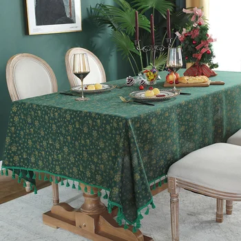 Bohemijos Europos Stiliaus Žalia Kalėdų Snaigės Kutas Staltiesė Skalbti Namų Apdailos Medvilnės Skalbiniai, Stalo Dangtis