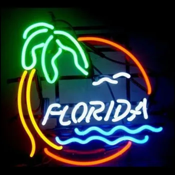 Custom Floridos Paplūdimys Pam, Medžio, Stiklo Neoninės Šviesos Ženklas, Alaus Baras Sienos Neoninės Šviesos Ženklas Suteikia Šviesos Dalis Estetinį Kambario Dekoro