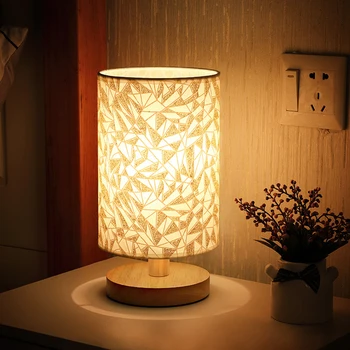 LED Mediniai Naktį Šviesos Lino staliukas, Lempa Namų Miegamųjų Patalpų Dekoro Cilindrų Lempos Akių Apsauga Gimtadienio Dovana naktinė lempa 0