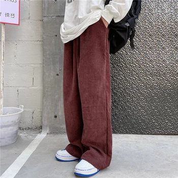 Velvetas Plataus kojų Kelnės Vyrų ir Moterų Rudens ir Žiemos Japonijos Retro Atsitiktinis Kelnės Prarasti Raišteliu darbo drabužiai