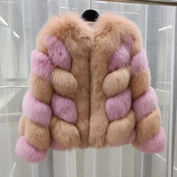 Moterų Naujų Importuojamų suomijos Nekilnojamojo Fox Fur Coat Prabanga Atsitiktinis Streetwear Moterų Viršutiniai drabužiai Storas Šiltas Kailio Striukė
