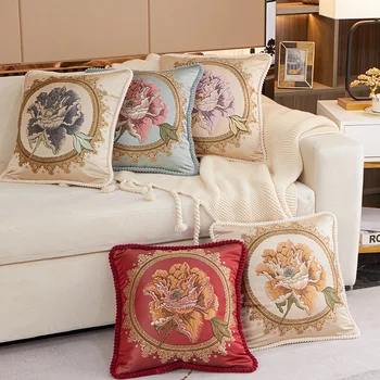 Europos Stiliaus Žakardinės Pagalvėlės Dangtis Namų Miegamajame Sofos Atlošo Mesti Pagalvių Užvalkalai Retro Siuvinėjimo Gėlių Dekoratyvinės Pagalvės