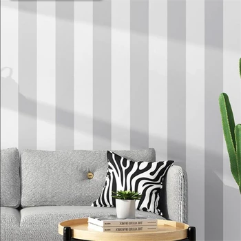 Šiaurės stiliaus ins, modernus minimalistinio pilkos juodos ir baltos vertikalios juostelės tapetai kambarį miegamojo drabužių parduotuvė tapetai 2