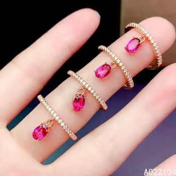 KJJEAXCMY bauda papuošalai 925 sterlingas sidabro inkrustacijos natūralus rožinis topazas moterų elegantiškas populiarus OLIS stiliaus reguliuojamas perlas žiedas parama