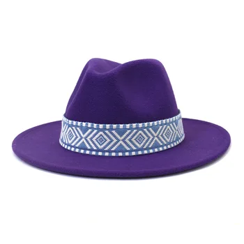 2021 Didmeninė Naujas Madingas Unisex Vilnos Veltinio Fedora Bžūp Vyrai Moterys Butas Briauna Į Viršų Džiazo Skrybėlės Panama Trilby Vintage Hat 1