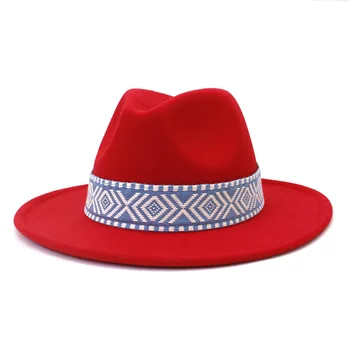 2021 Didmeninė Naujas Madingas Unisex Vilnos Veltinio Fedora Bžūp Vyrai Moterys Butas Briauna Į Viršų Džiazo Skrybėlės Panama Trilby Vintage Hat 2