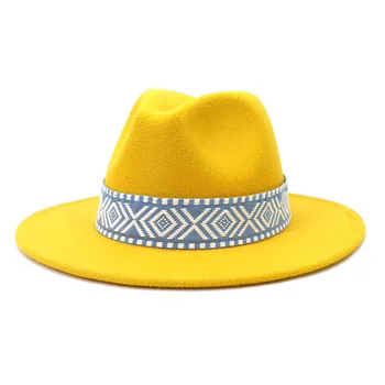 2021 Didmeninė Naujas Madingas Unisex Vilnos Veltinio Fedora Bžūp Vyrai Moterys Butas Briauna Į Viršų Džiazo Skrybėlės Panama Trilby Vintage Hat 4