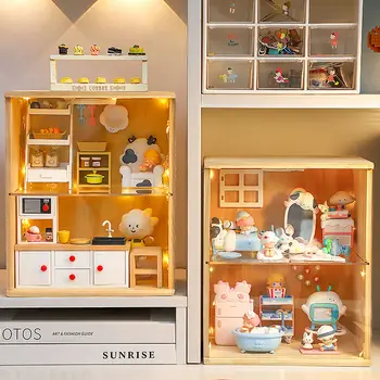 Aišku, Durų Dulkėms talpinimo Anime Q Versija Pav Modelis Žaislas, Lėlė Kolekcines Ekranas Organizatorius Ekranas Atveju Dimoo