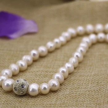 Bohemija stiliaus 2 tipo natūrali balta perlų gija karoliukai 10-11mm grandinės karoliai moterų vestuvėms šalis, dovana, papuošalai, 18inch B3132