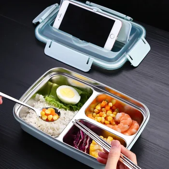 Nešiojamų 304 Nerūdijančio Plieno Šilumos išsaugojimo Priešpiečių Dėžutė Japonų Stiliaus Skyriaus Bento Box Virtuvės Sandarus Maisto Konteinerį