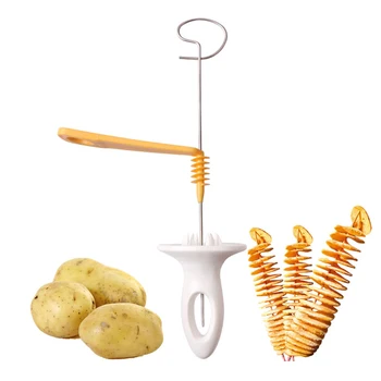 Karšto pardavimas nešiojamų spiralės bulvių mašina, nerūdijantis plienas + plastikas spiralinis peilis bulvių traškučiai vadovas kūrybinės virtuvės mini rinkinys 1